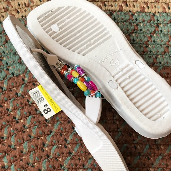 NWT, Size L 10-11, Beaded Beach/Pool Thong Sandals - Picture 6 of 8